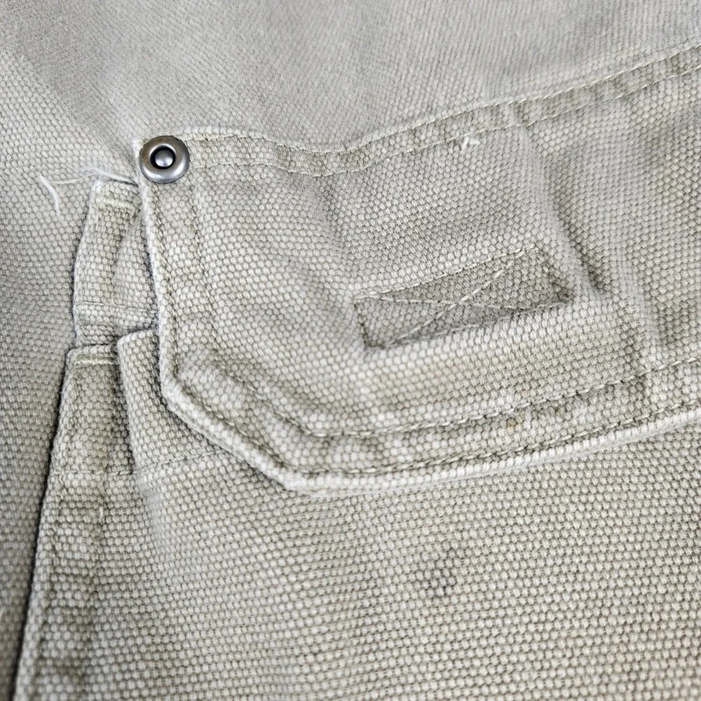 Duluth Trading Co Mens Khaki Tan Cotton Canvas Cargo Work Pants Wide Leg